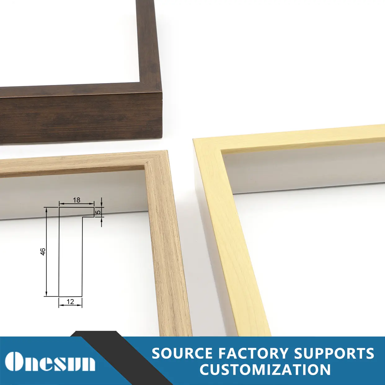 Faux wood grain photo frame molding